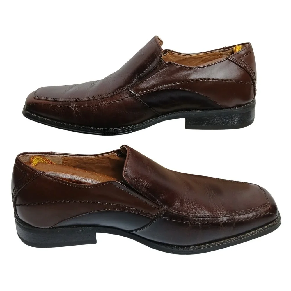 Joseph Abboud Burgundy‎ Leather Square Toe Slip-on Loafers 9.5 M Men's #1460